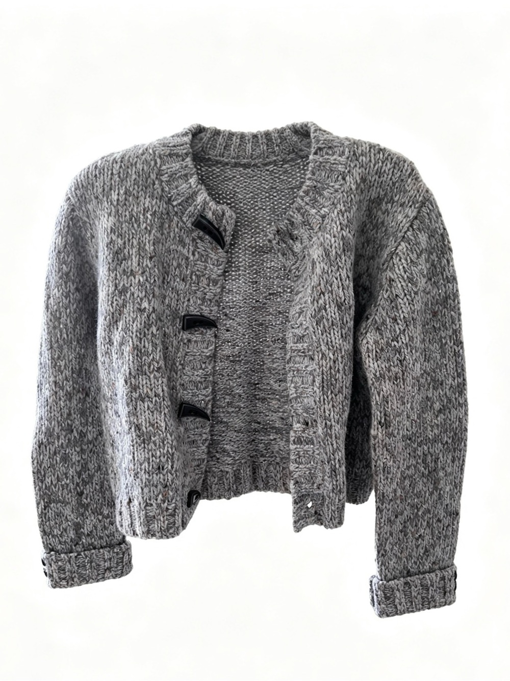 Petite Studio Gray Marled Chunky Knit Cardigan